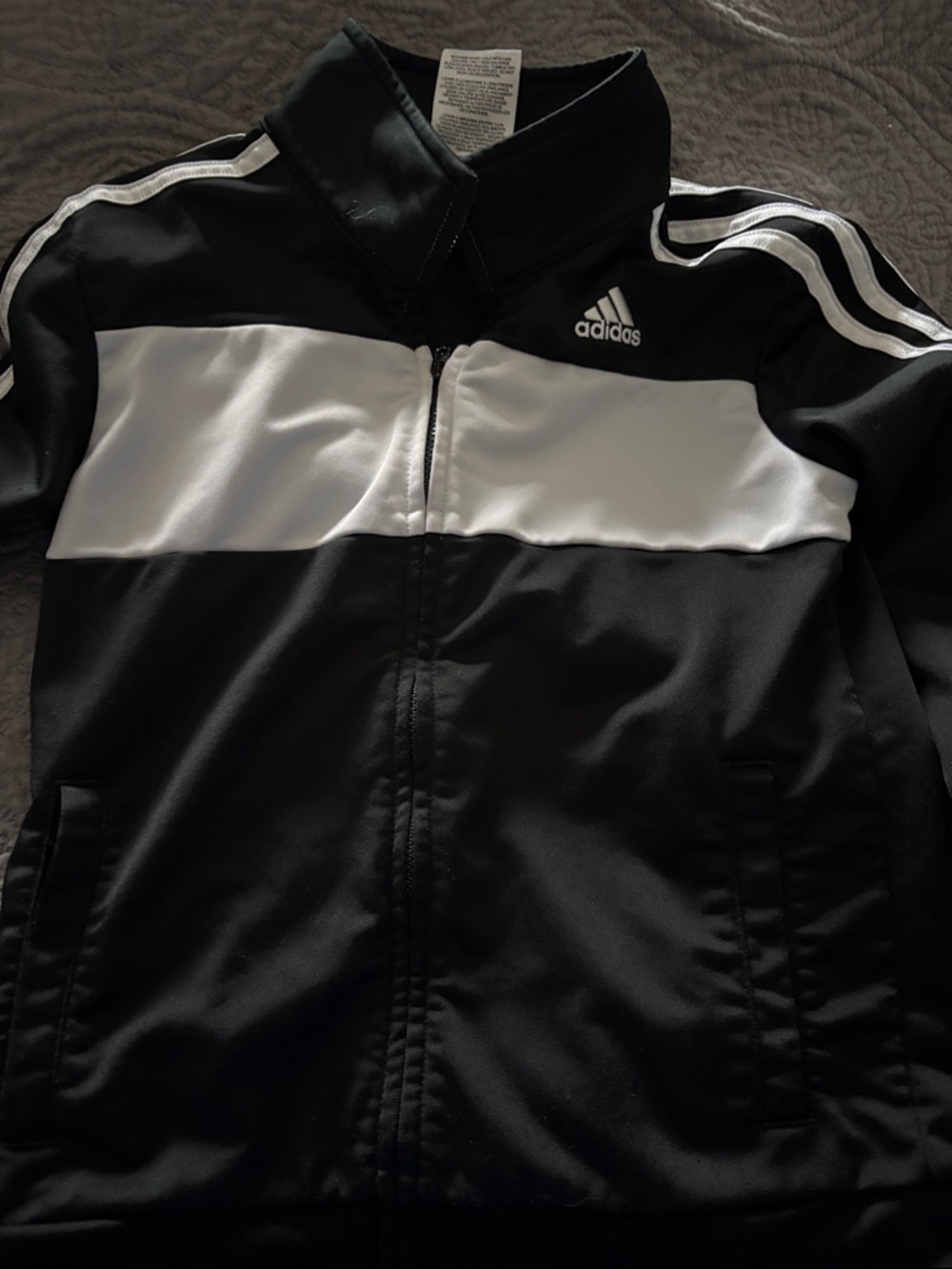 adidas Black and White Zip-Front Track Jacket